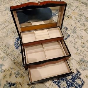 Wood Jewelry Box with 3 tiers